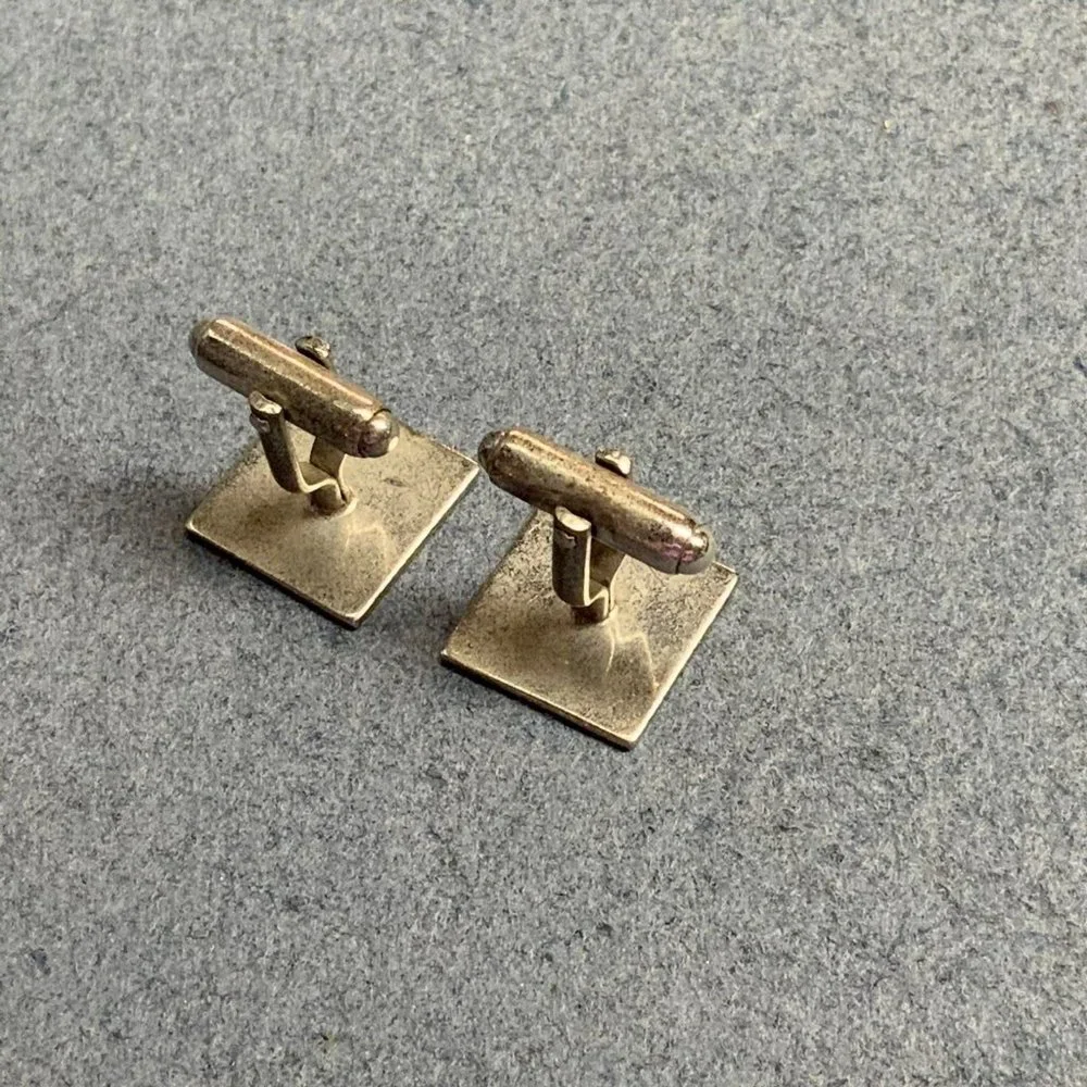Sterling Silver Square Cufflinks As Is Mens Unisex Stamped Vintage Retro Classic